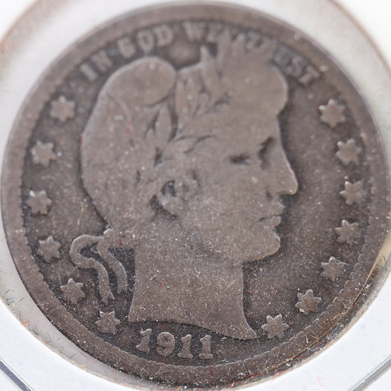 1911-D Barber Quarter, Very Good Circulated Coin, Store
