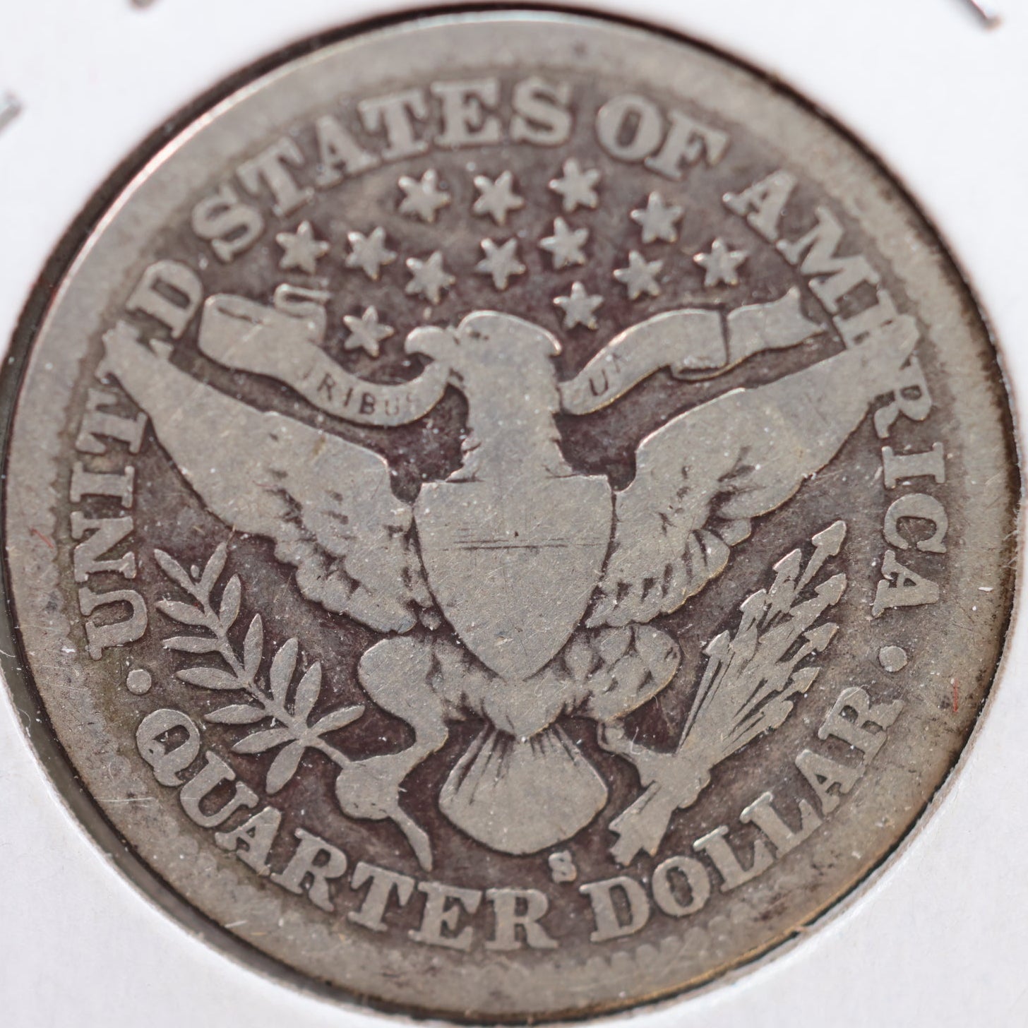 1911-S Barber Silver Quarter, Good Circulated Collectible Coin, Store #QR927.