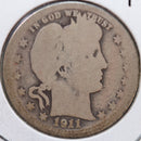 1911-S Barber Quarter, Fair Circulated Coin, Store