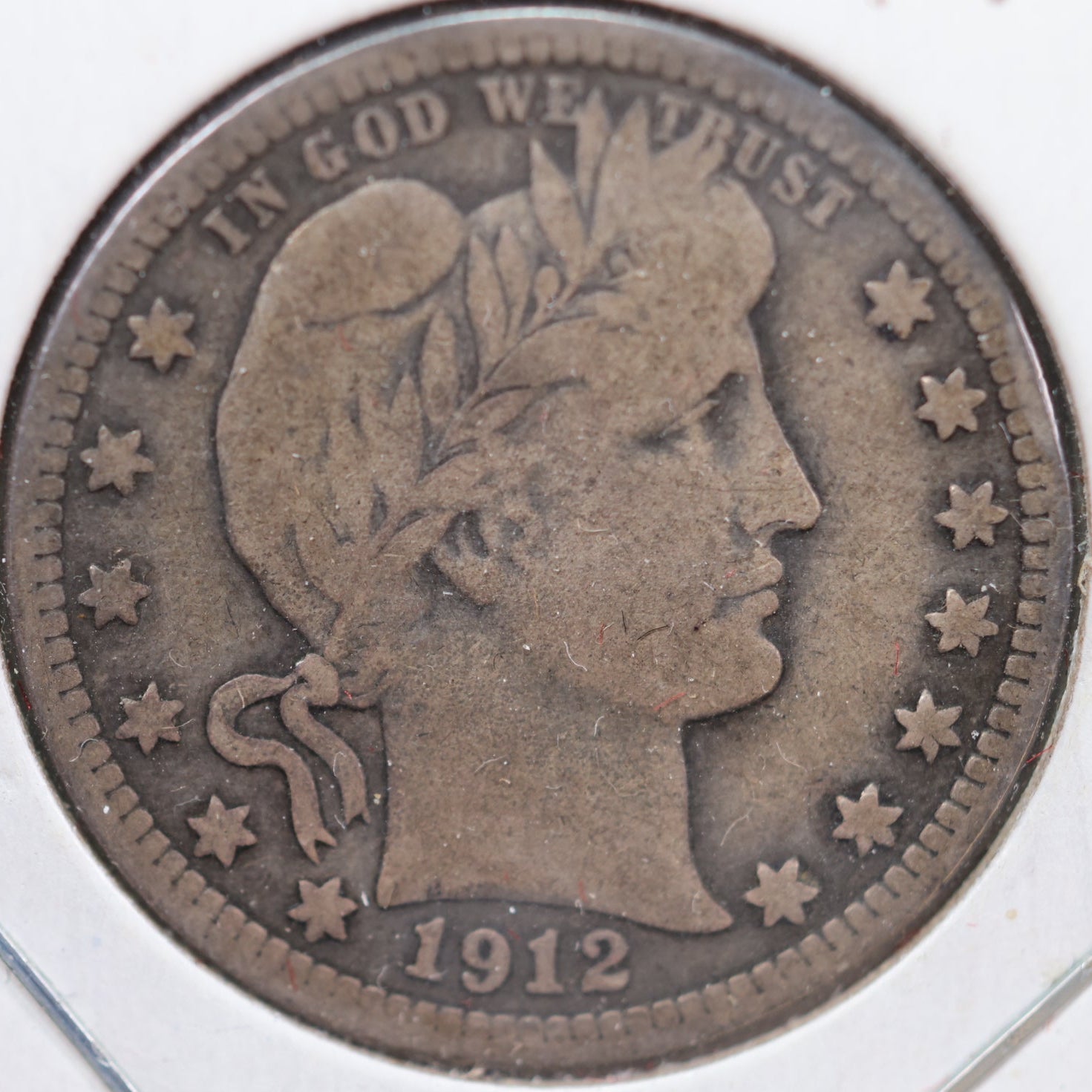 1912 Barber Silver Quarter, Very Good Circulated Coin, Store #QR930