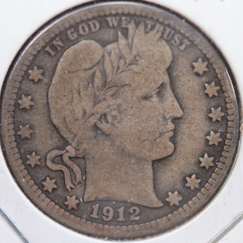 1912 Barber Quarter, Very Good Circulated Coin, Store