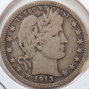 1913 Barber Quarter, Very Good Circulated Coin, Store