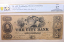 1852 $2, The City Bank, Washington D.C., Obsolete Note, PCGS F-12, STORE