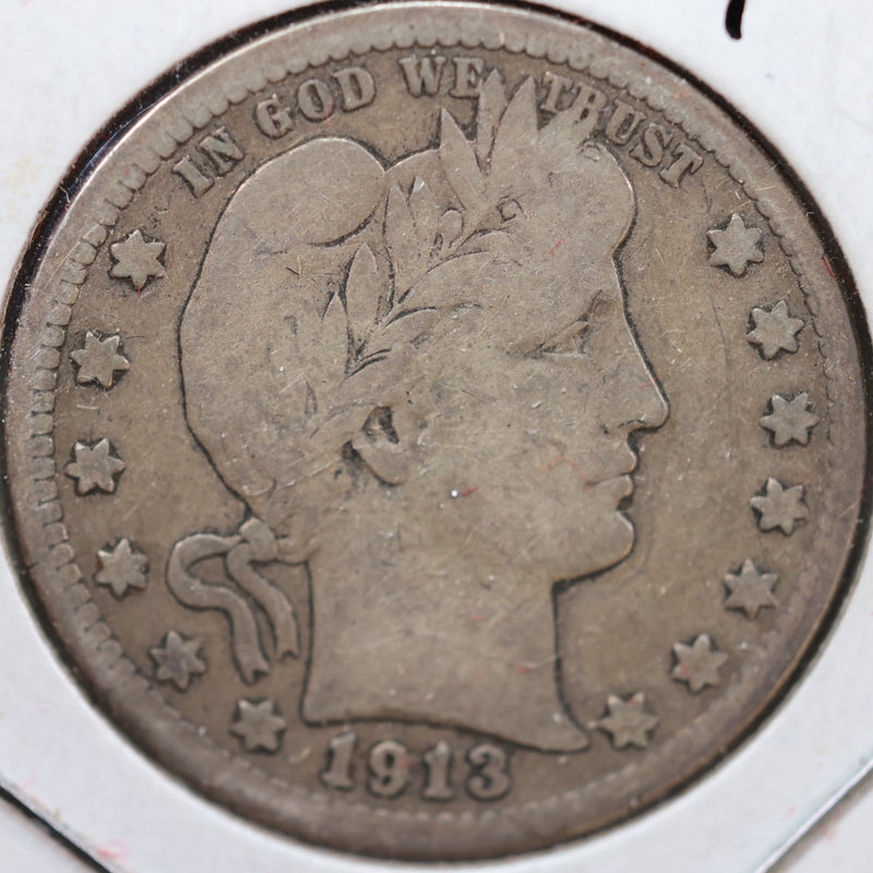 1913-D Barber Quarter, Very Good Circulated Coin, Store