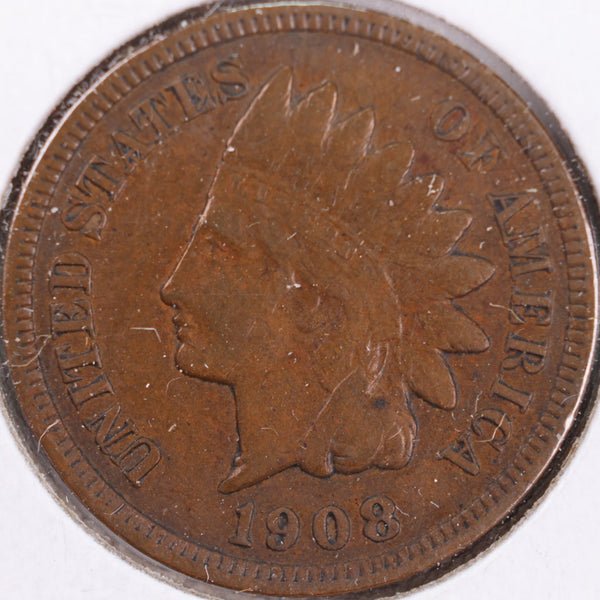 1908-S Indian Head Cent, Very Fine+ Circulated Coin, Store #CT0362
