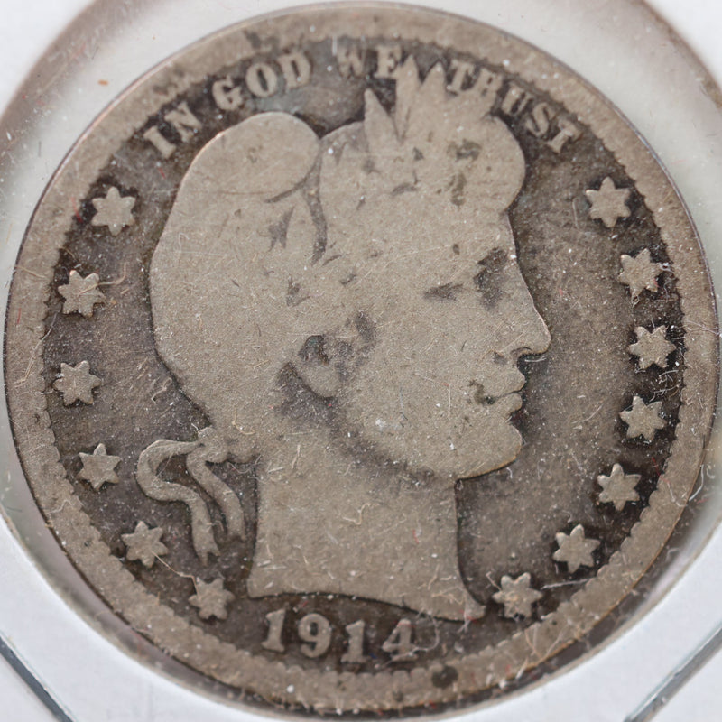 1914 Barber Quarter, Very Good Circulated Coin, Store