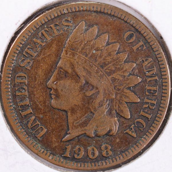 1908-S Indian Head Cent, Very Fine+ Circulated Coin, Store #CT0365
