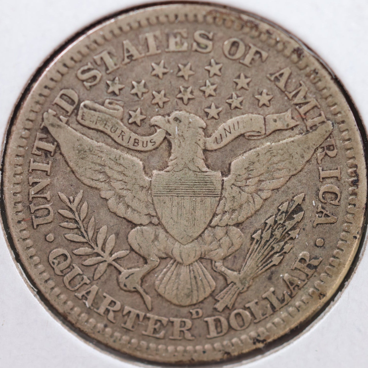 1914-D Barber Silver Quarter, Fine Plus Circulated Coin, Store #QR940
