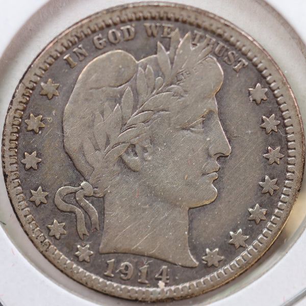 1914-D Barber Quarter, Fine Circulated Coin, Store #QR941