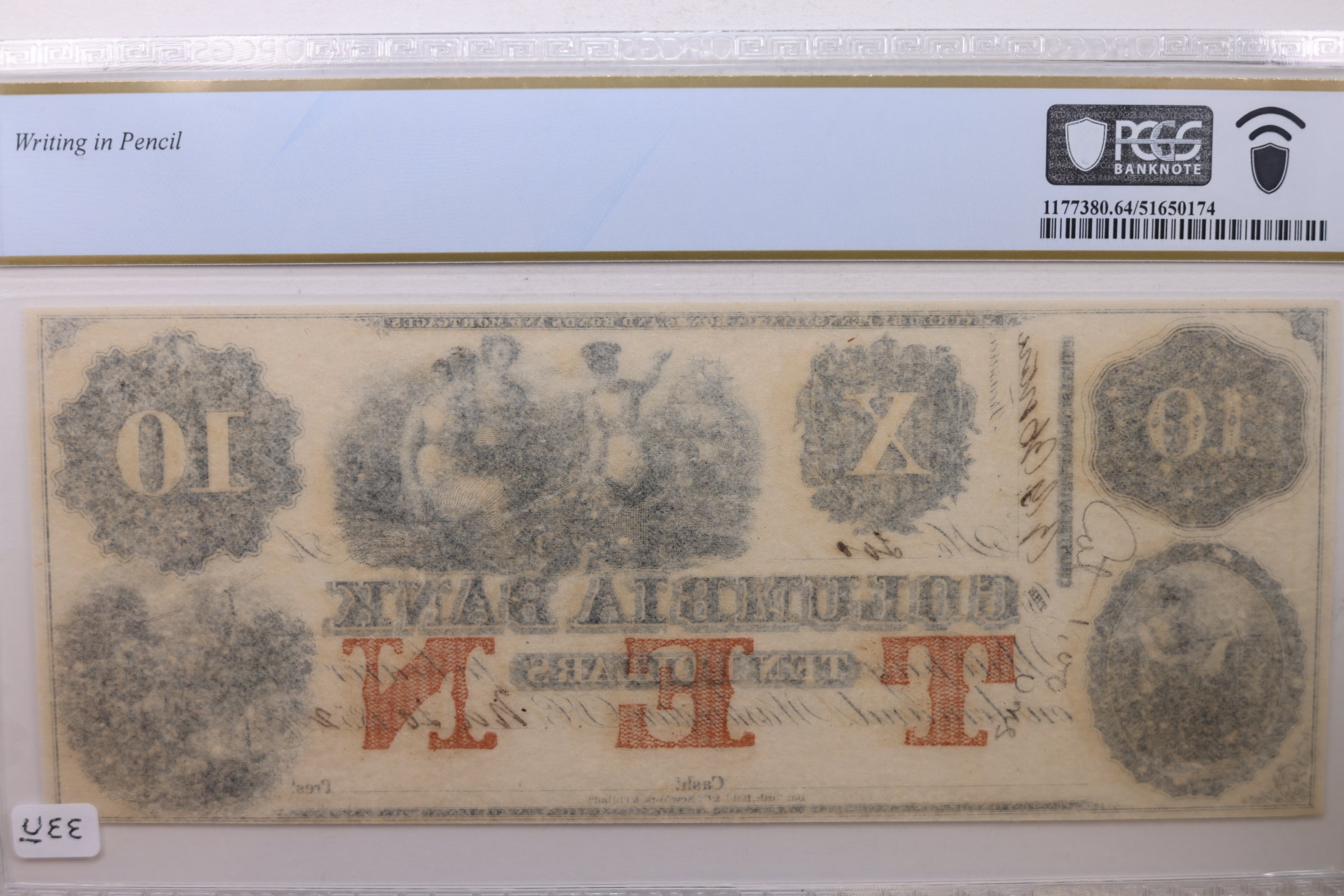 1852 $10, Columbia Bank, Washington D.C., Obsolete Note, PCGS CU-64, STORE #GDC038.