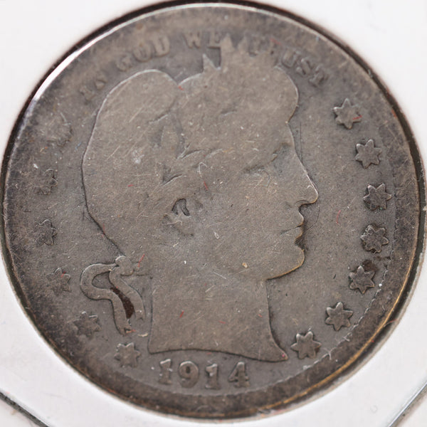 1914-S Barber Quarter, About Good Circulated Coin, Store #QR943