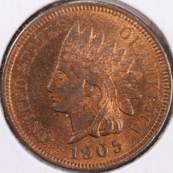 1905 Indian Head Cent, RB Mint State Uncirculated Coin, Store #CT0370