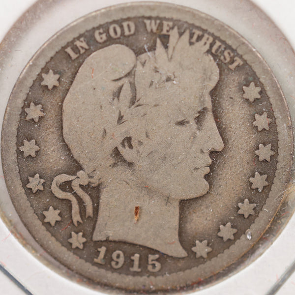 1915-S Barber Quarter, Good Circulated Coin, Store #QR948