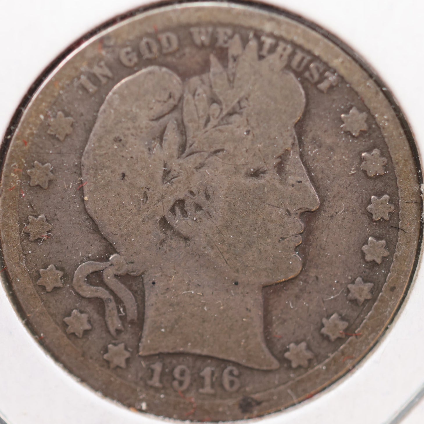 1916 Barber Silver Quarter, About Good Circulated Coin, Store #QR949