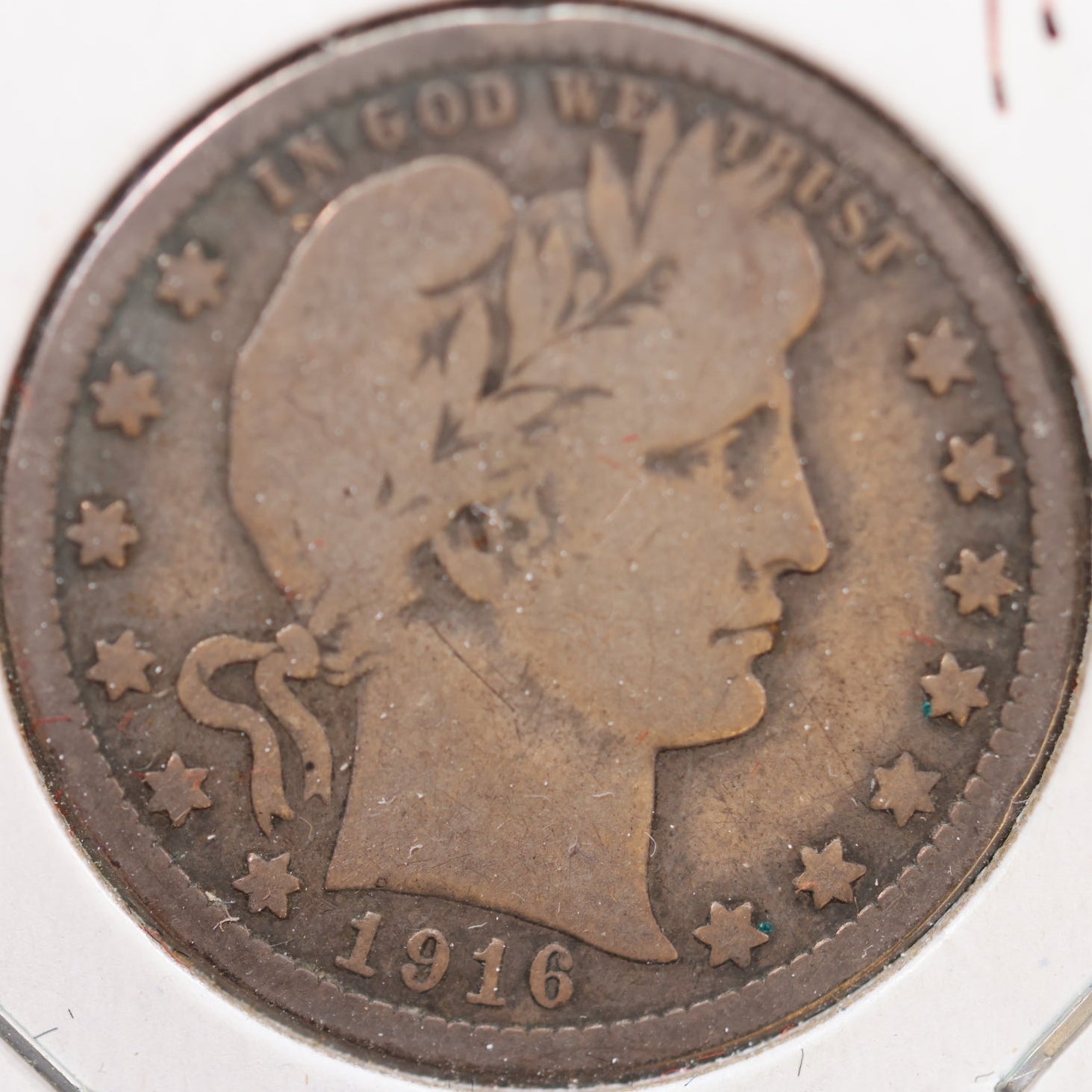 1916 Barber Silver Quarter, Very Good Circulated Coin, Store #QR950