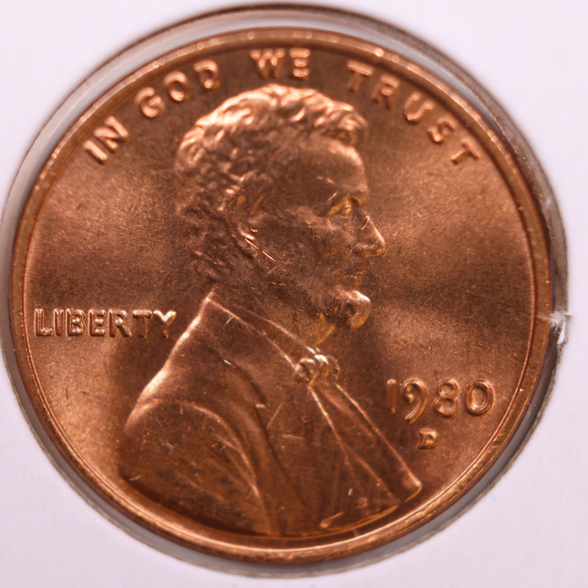 1980-D Lincoln Memorial Cent, Uncirculated Coin, Store #CT1722