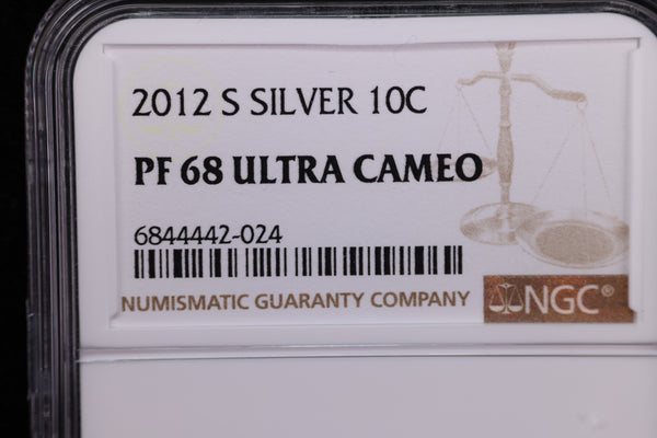2012-S Roosevelt Proof Silver Dime, NGC Certified. Store #23082363