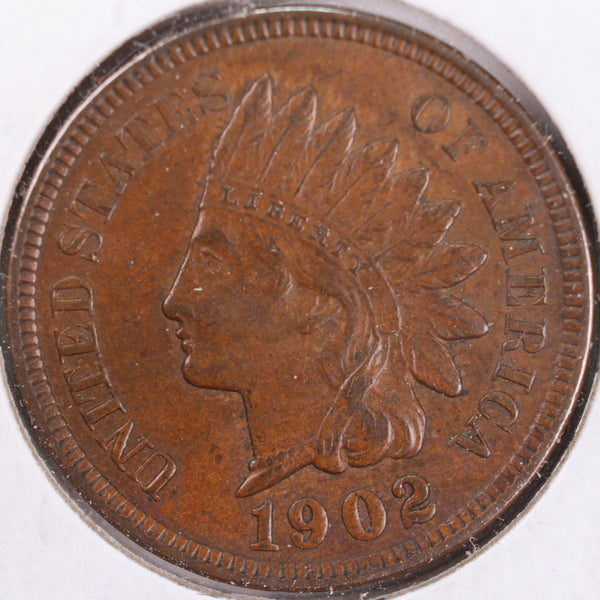 1902 Indian Head Cent, Extra Fine+ Circulated Coin, Store #CT0396