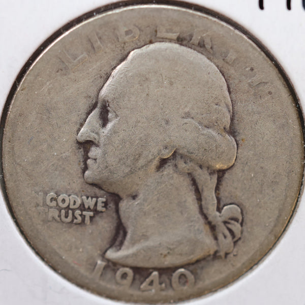 1940-D Washington Quarter, Good Circulated Coin, Store #QR974