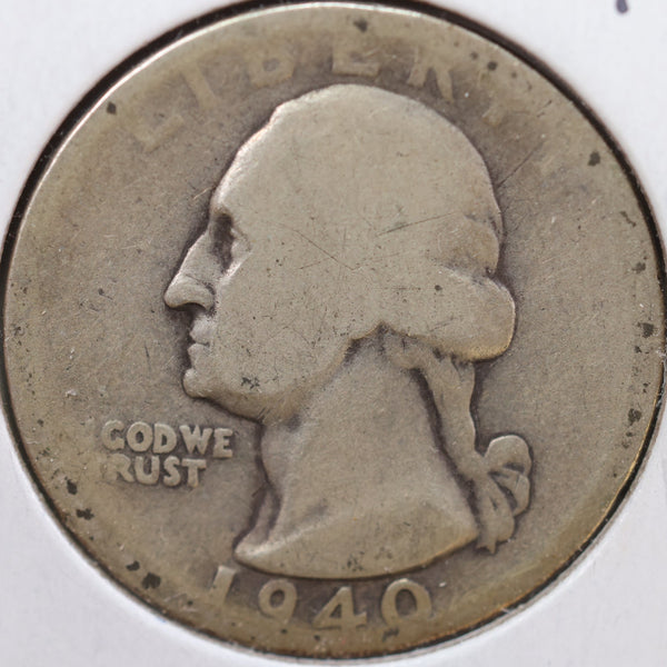 1940-D Washington Quarter, Good Circulated Coin, Store #QR975