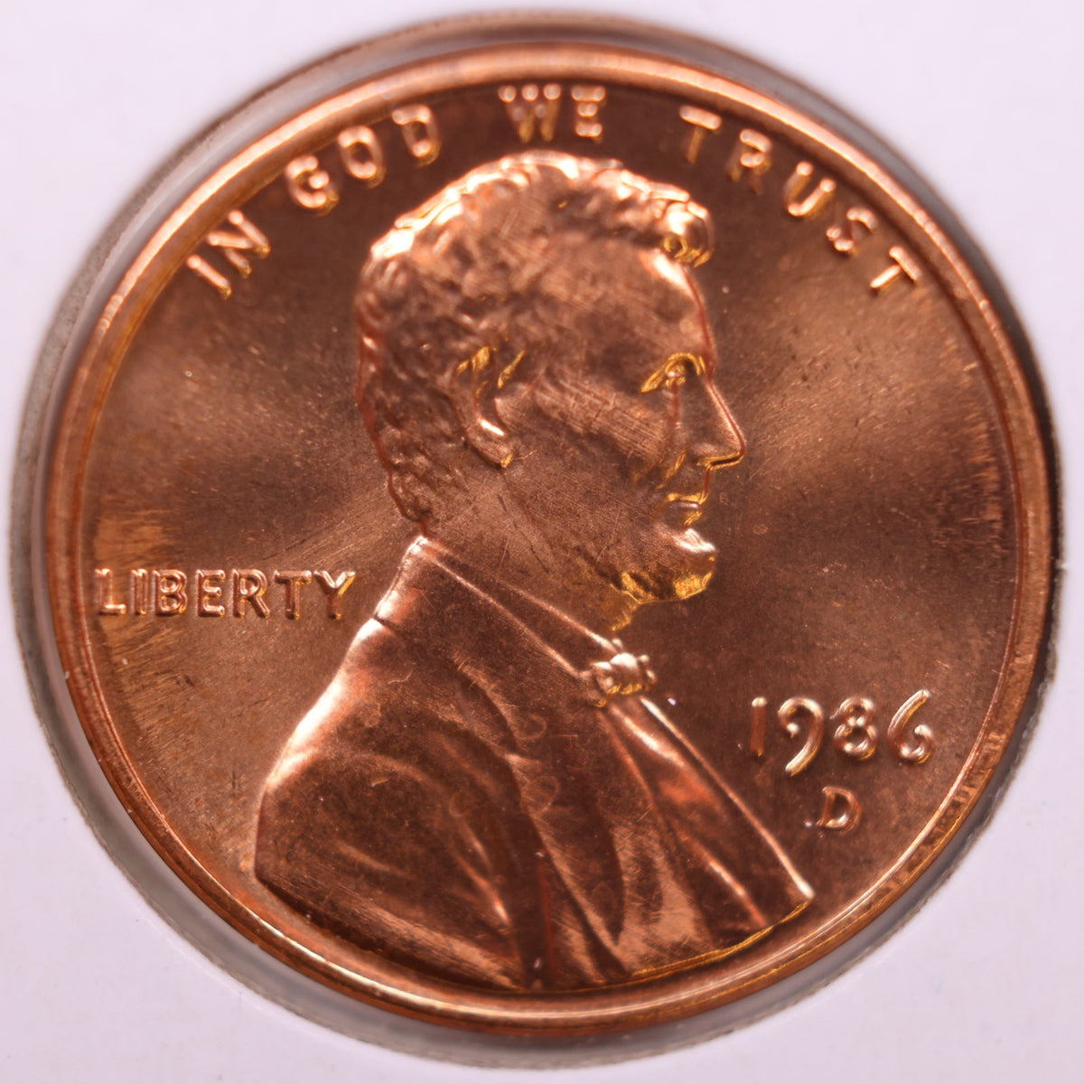 1986-D Lincoln Memorial Cent, Uncirculated Coin, Store #CT1739