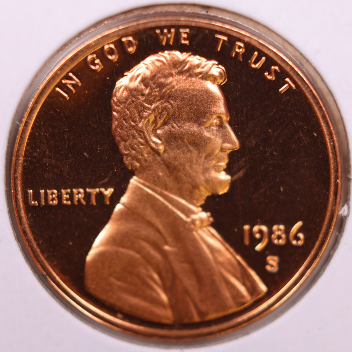1986-S Lincoln Memorial Cent, Proof Uncirculated Coin, Store #CT1740