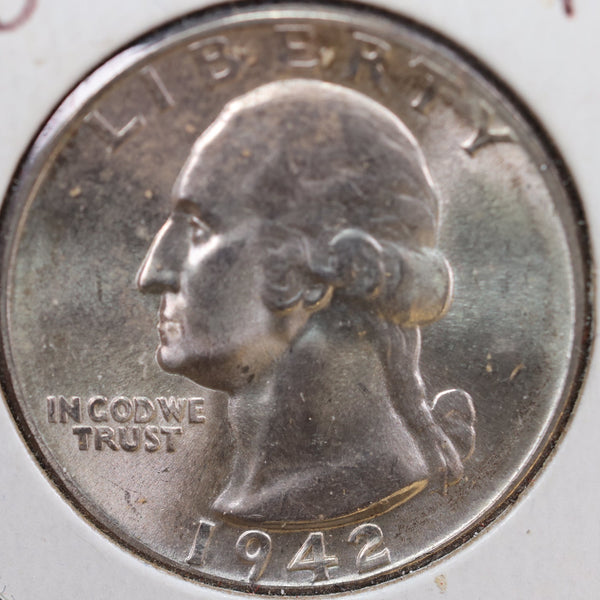 1942 Washington Quarter, Mint State Uncirculated Coin, Store #QR978