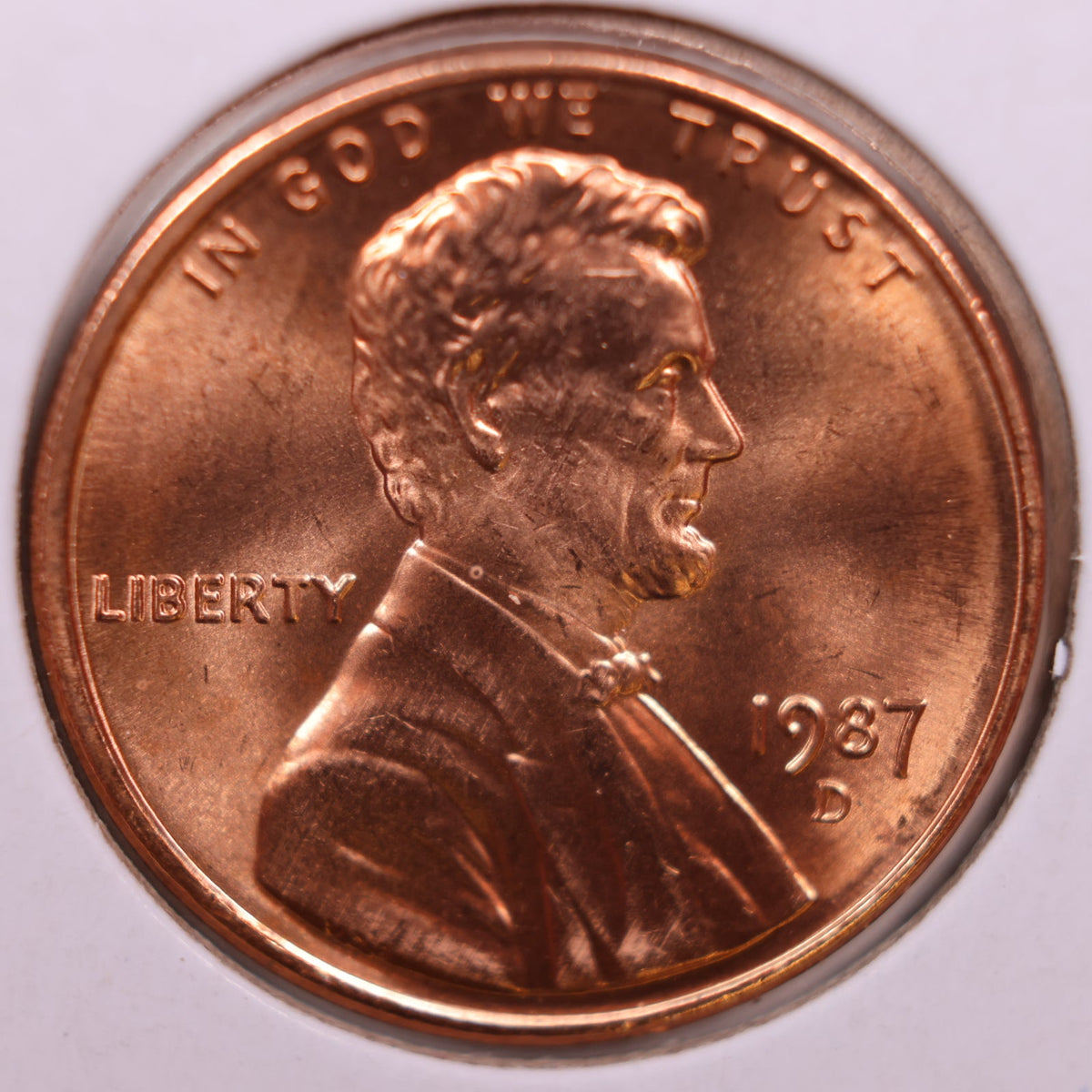1987-D Lincoln Memorial Cent, Uncirculated Coin, Store #CT1742