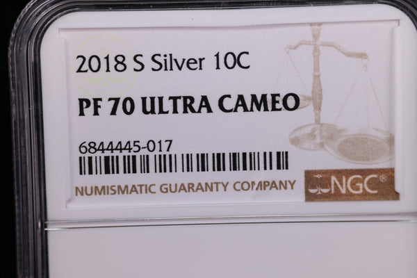 2018-S Roosevelt Proof Silver Dime, NGC Certified. Store #23082372