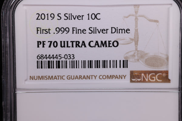 2019-S Roosevelt Proof Silver Dime, NGC Certified. Store #23082374