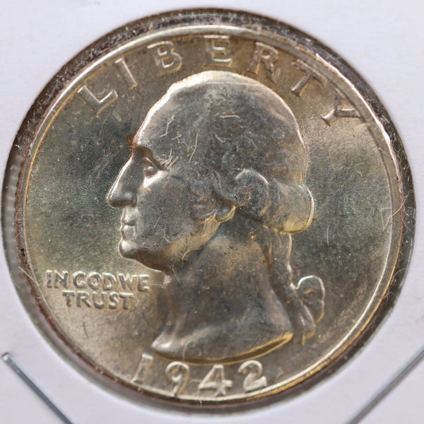 1942-D Washington Quarter, Mint State Uncirculated Coin, Store #QR988