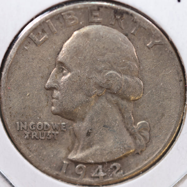 1942-D Washington Quarter, Very Fine Circulated Coin, Store #QR989