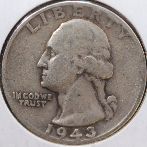 1943 Washington Quarter, Very Fine Circulated Coin, Store #QR991