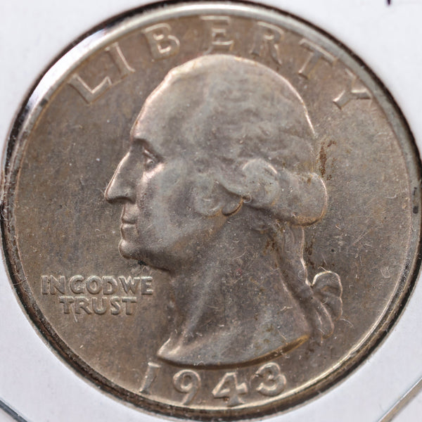 1943 Washington Quarter, Mint State Uncirculated Coin, Store #QR992
