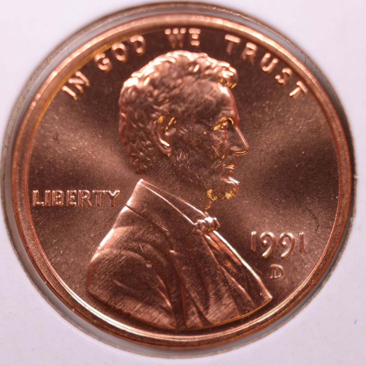 1991-D Lincoln Memorial Cent, Uncirculated Coin, Store #CT1754