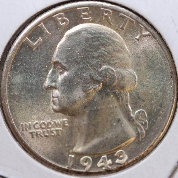 1943-D Washington Quarter, Mint State Uncirculated Coin, Store #QR993