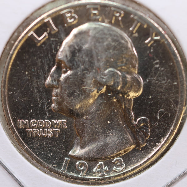 1943-D Washington Quarter, Mint State Uncirculated Coin, Store #QR994