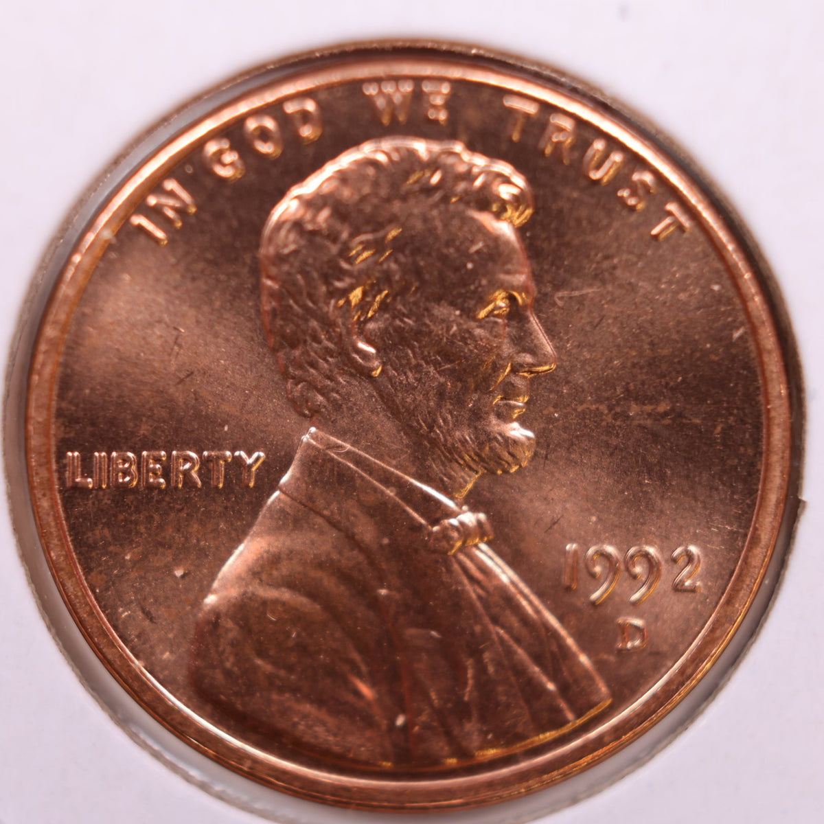 1992-D Lincoln Memorial Cent, Uncirculated Coin, Store #CT1756
