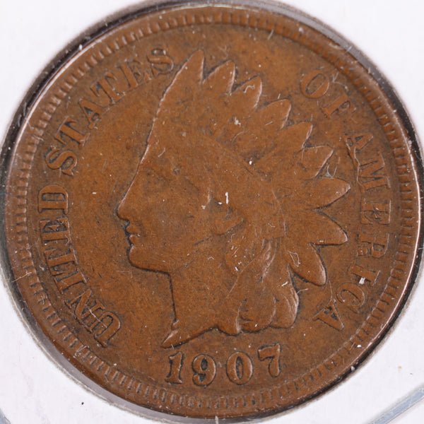 1907 Indian Head Cent, Very Fine+ Circulated Coin, Store #CT0424