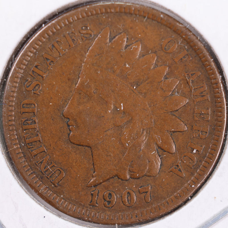 1907 Indian Head Cent, Very Fine+ Circulated Coin, Store
