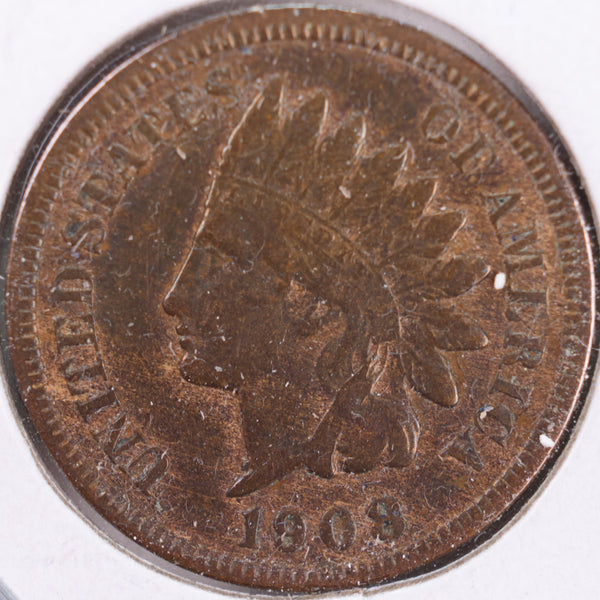 1908-S Indian Head Cent, Extra Fine Circulated Coin, Store #CT0427