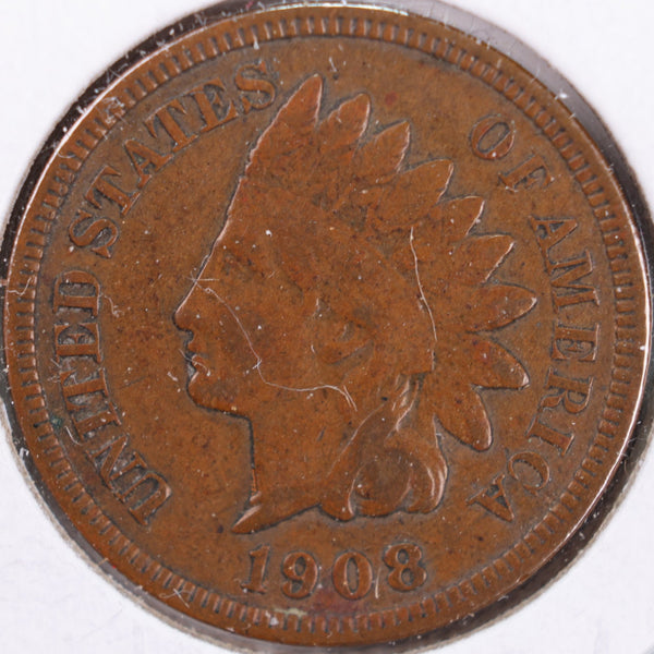 1908-S Indian Head Cent, Very Fine Circulated Coin, Store #CT0430