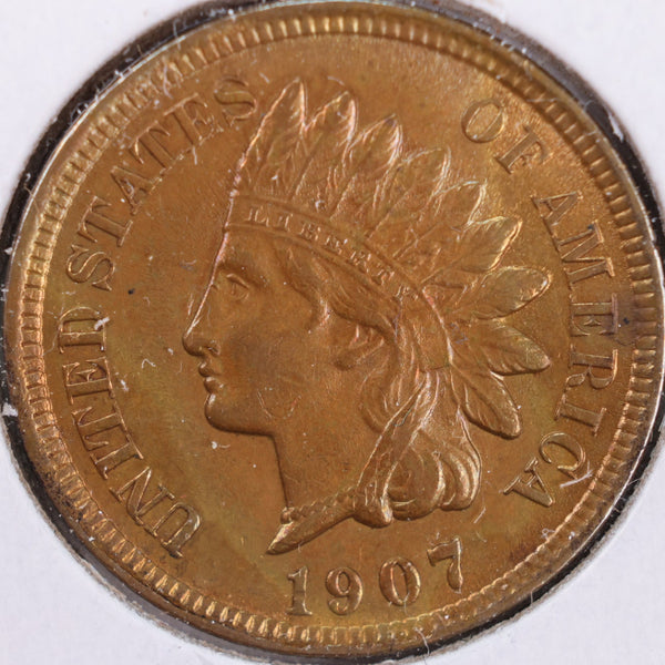1907 Indian Head Cent, Mint State Uncirculated Coin, Store #CT0433