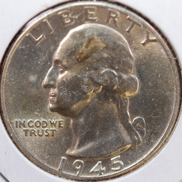 1945 Washington Quarter, Mint State Uncirculated Coin, Store #QR999