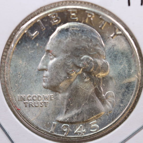 1945 Washington Quarter, Mint State Uncirculated Coin, Store #QR1001