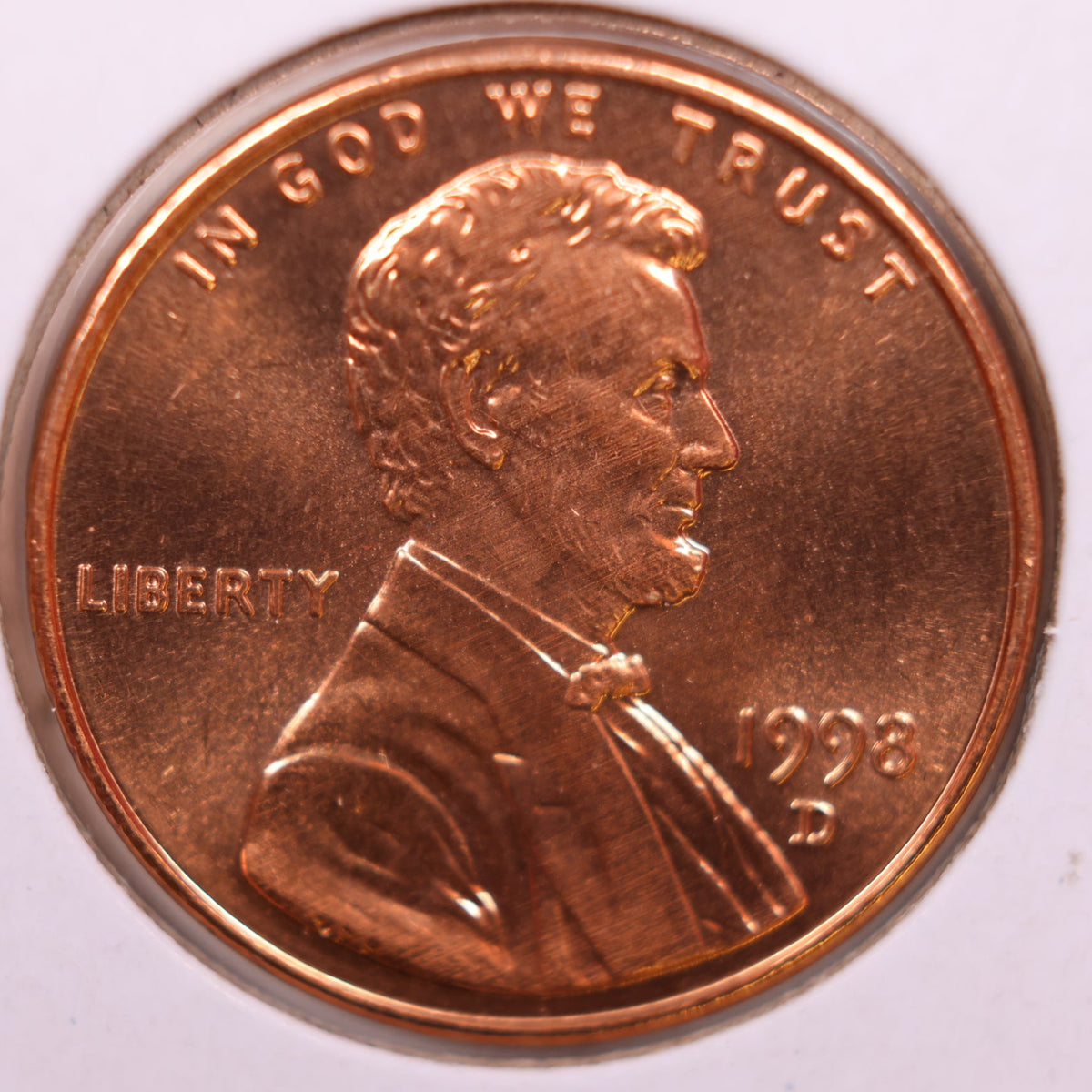 1998-D Lincoln Memorial Cent, Uncirculated Coin, Store #CT1774