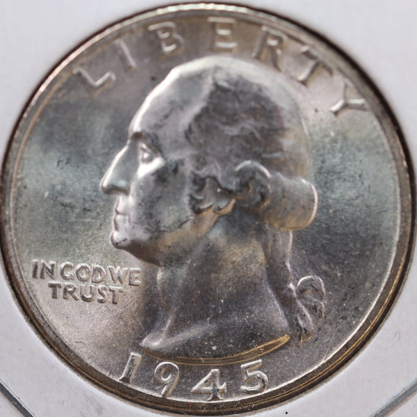 1945-S Washington Quarter, Mint State Uncirculated Coin, Store #QR1005