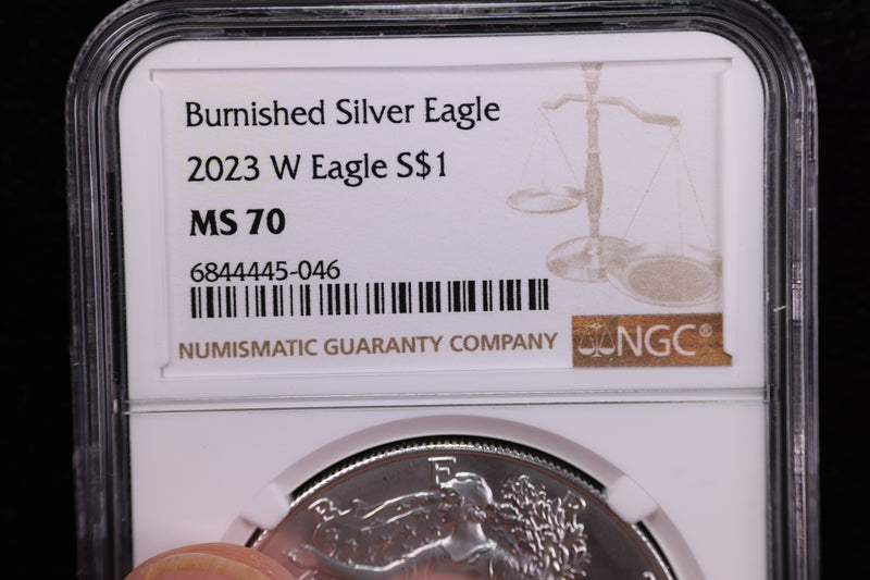 2023-W, American Silver Eagle, Burnished Strike, NGC Certified. Store