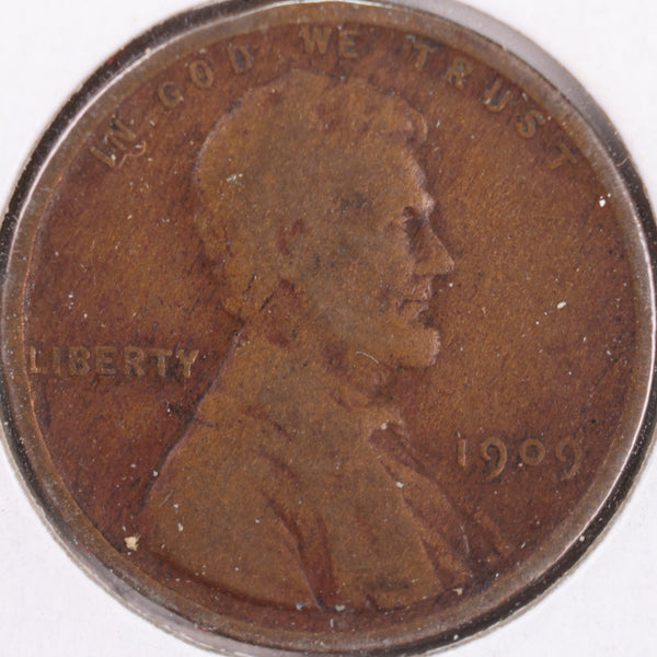 1909 Lincoln Wheat Cent, Very Good Circulated Coin, Store #CT0454