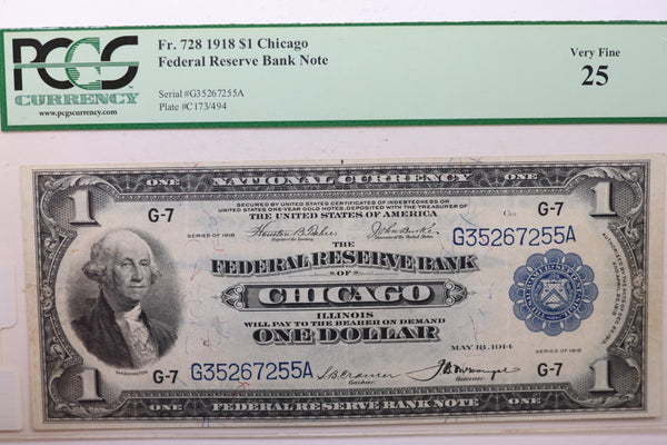 1918 $1, Federal Reserve Bank Note, PCGS VF-25, 'CHICAGO', Store#GFRB091